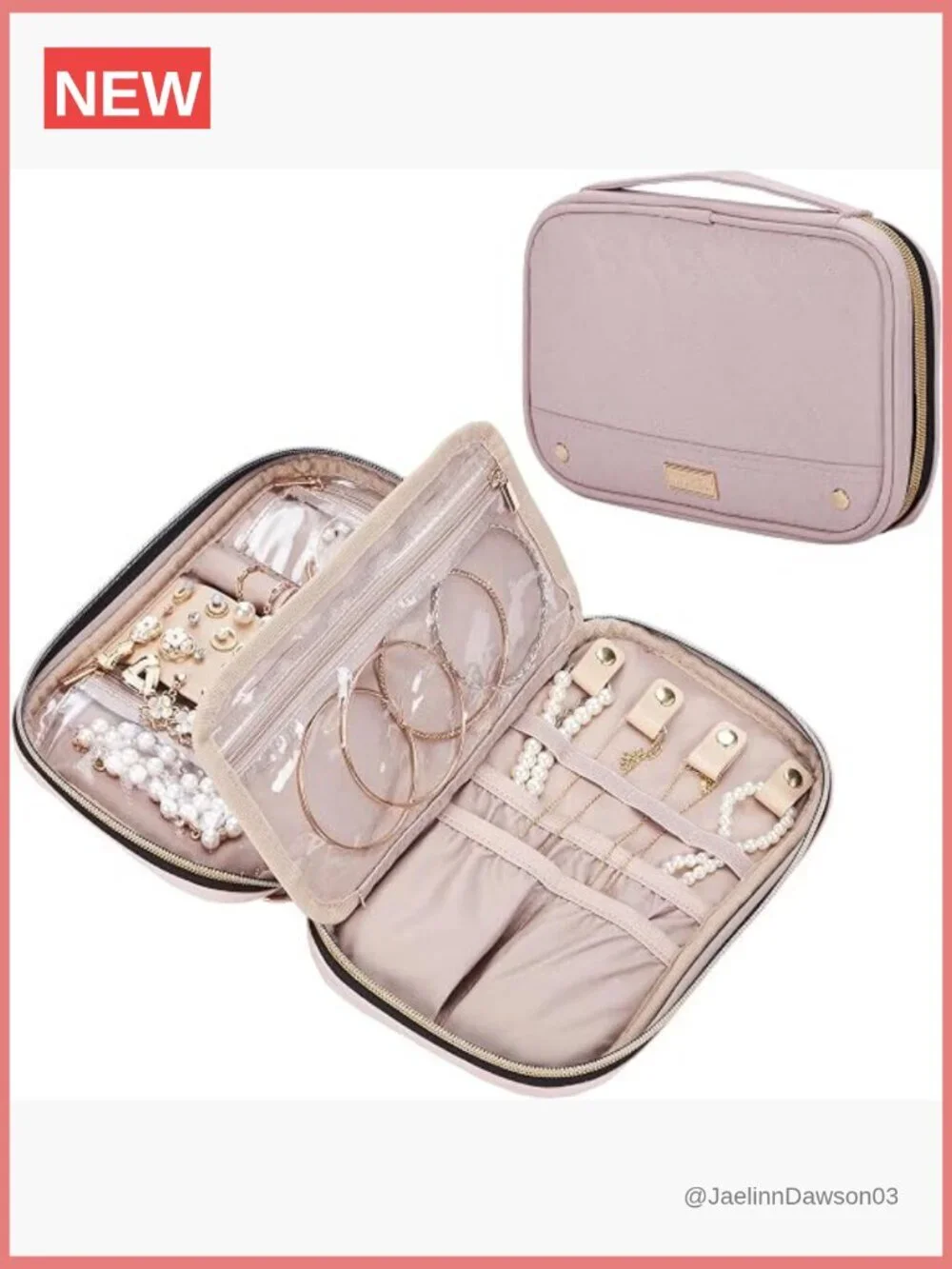 Travel Jewelry Case Organizer - Compact Portable Storage Bag for Necklaces